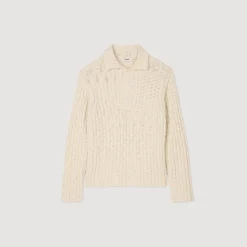 Homme SANDRO Pull à Col Polo En Maille épaisse