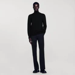 Homme SANDRO Pull à Col Roulé En Laine Homme