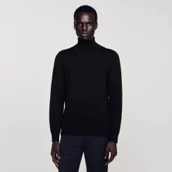Homme SANDRO Pull à Col Roulé En Laine Homme