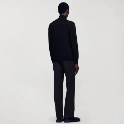 Homme SANDRO Pull à Col Roulé En Laine Homme