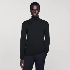 Homme SANDRO Pull à Col Roulé En Laine Homme
