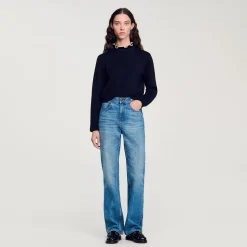 Femme SANDRO Pull à Col Volanté