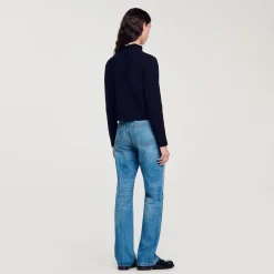 Femme SANDRO Pull à Col Volanté