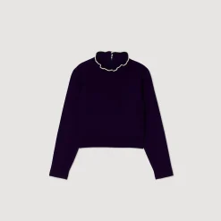 Femme SANDRO Pull à Col Volanté