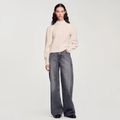 Femme SANDRO Pull à Côtes En Laine Et Cachemire
