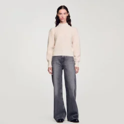 Femme SANDRO Pull à Côtes En Laine Et Cachemire