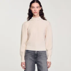 Femme SANDRO Pull à Côtes En Laine Et Cachemire