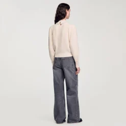 Femme SANDRO Pull à Côtes En Laine Et Cachemire