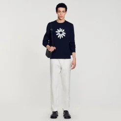 Homme SANDRO Pull à Jacquard Fleur