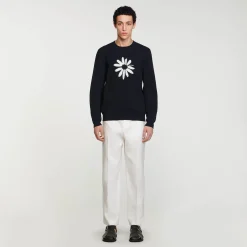 Homme SANDRO Pull à Jacquard Fleur