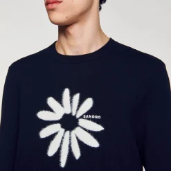 Homme SANDRO Pull à Jacquard Fleur