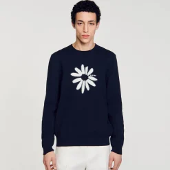 Homme SANDRO Pull à Jacquard Fleur