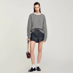Femme SANDRO Pull Col Contrasté