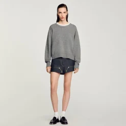 Femme SANDRO Pull Col Contrasté