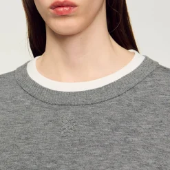 Femme SANDRO Pull Col Contrasté