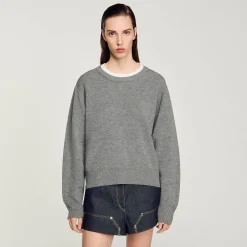 Femme SANDRO Pull Col Contrasté