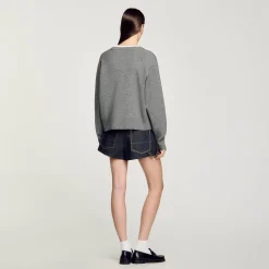 Femme SANDRO Pull Col Contrasté