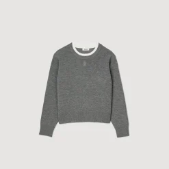 Femme SANDRO Pull Col Contrasté
