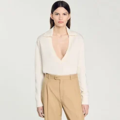 Femme SANDRO Pull Col Polo