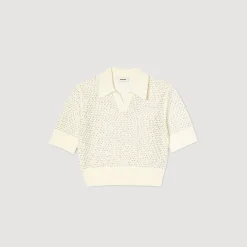 Femme SANDRO Pull Col Polo En Maille