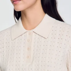 Femme SANDRO Pull Court à Liseré Contrasté