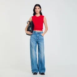 Femme SANDRO Pull Court à Volant