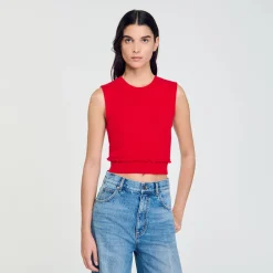 Femme SANDRO Pull Court à Volant