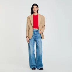 Femme SANDRO Pull Court à Volant
