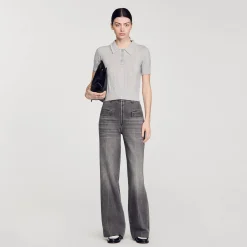 Femme SANDRO Pull Court Col Polo