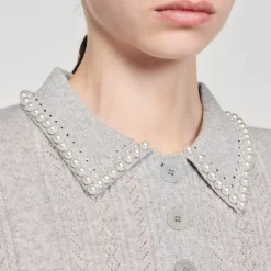 Femme SANDRO Pull Court Col Polo
