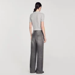 Femme SANDRO Pull Court Col Polo