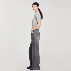 Femme SANDRO Pull Court Col Polo