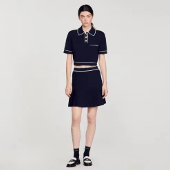 Femme SANDRO Pull Court Col Polo