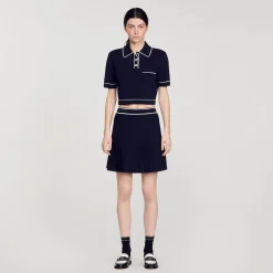 Femme SANDRO Pull Court Col Polo