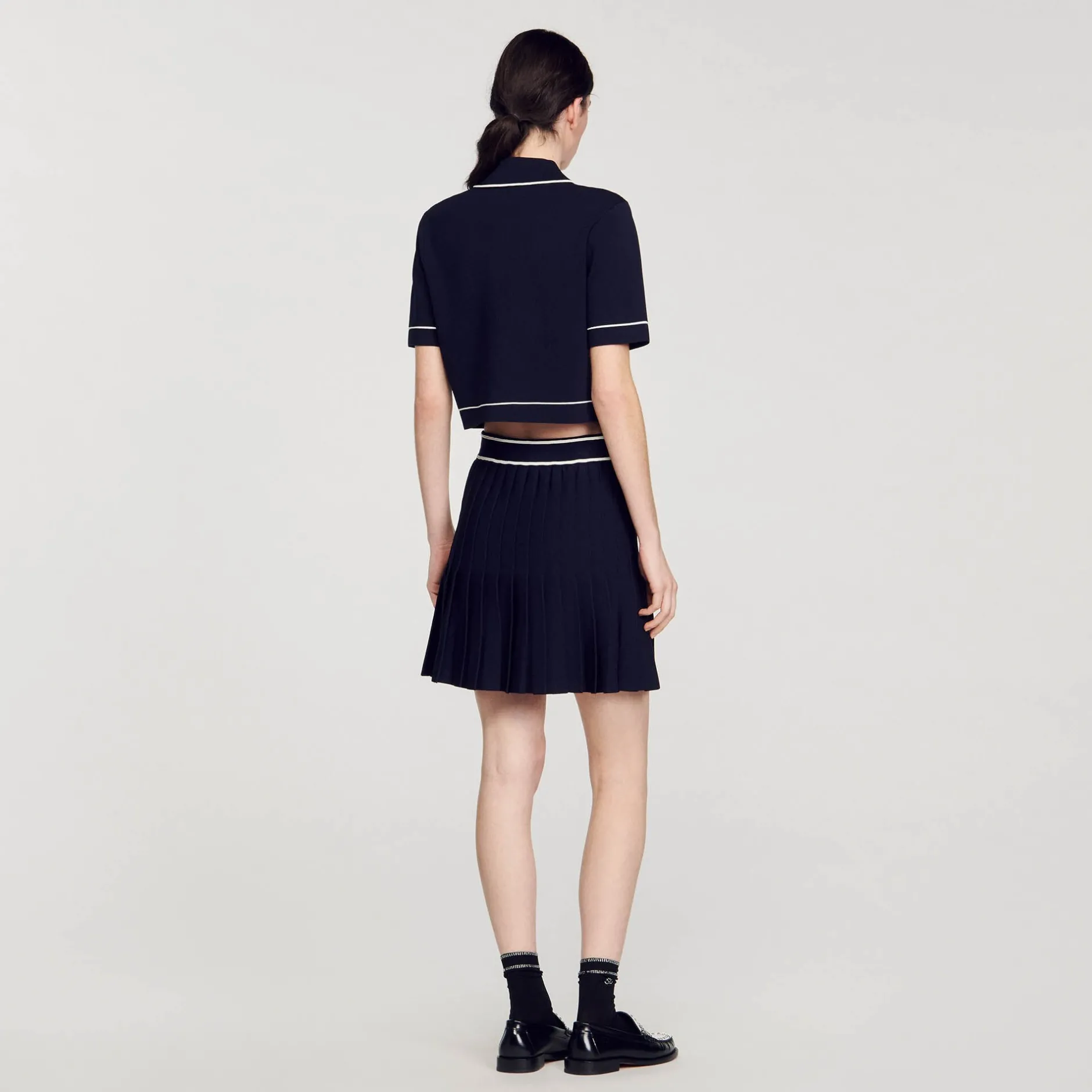 Femme SANDRO Pull Court Col Polo