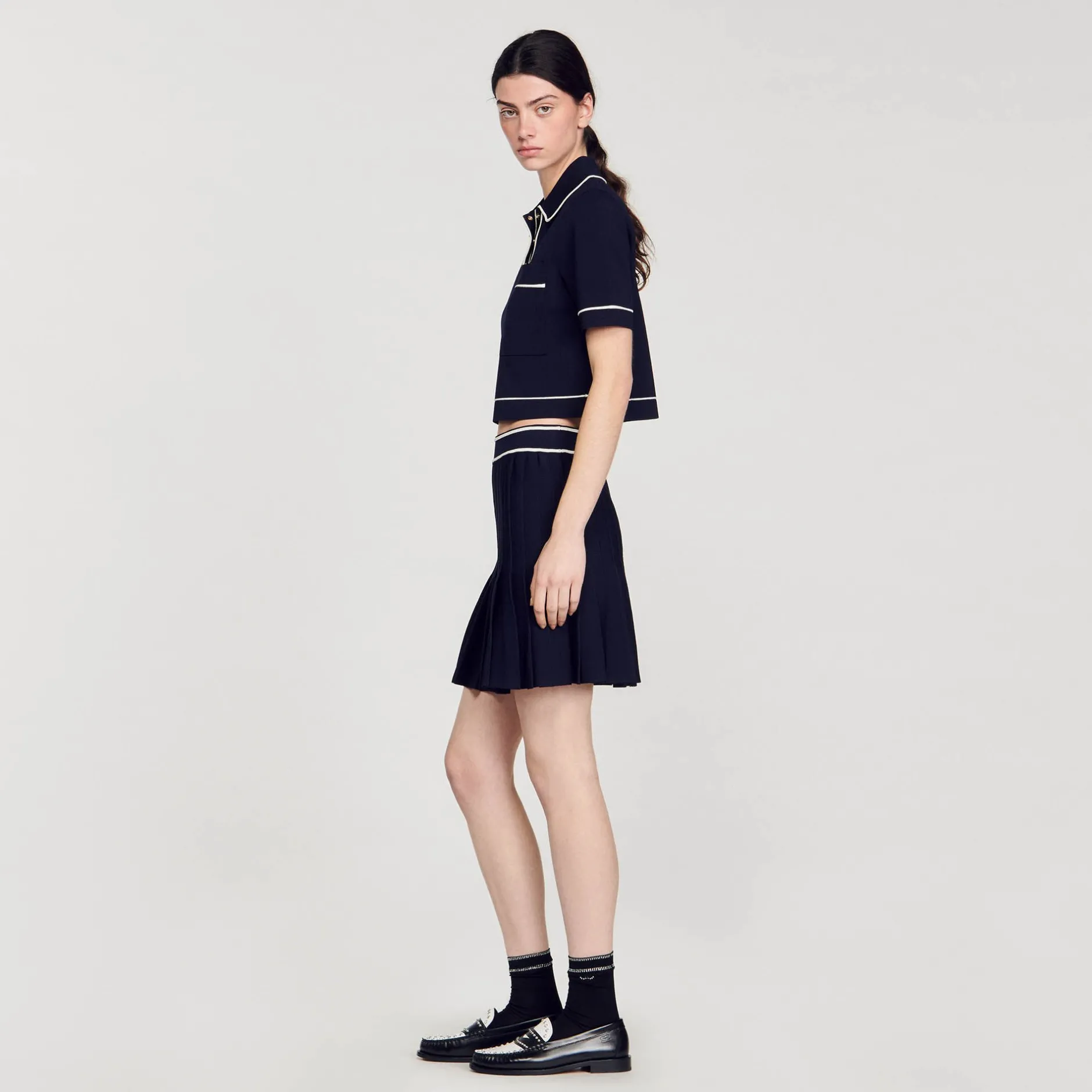 Femme SANDRO Pull Court Col Polo