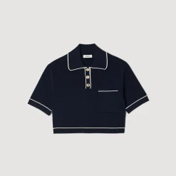 Femme SANDRO Pull Court Col Polo