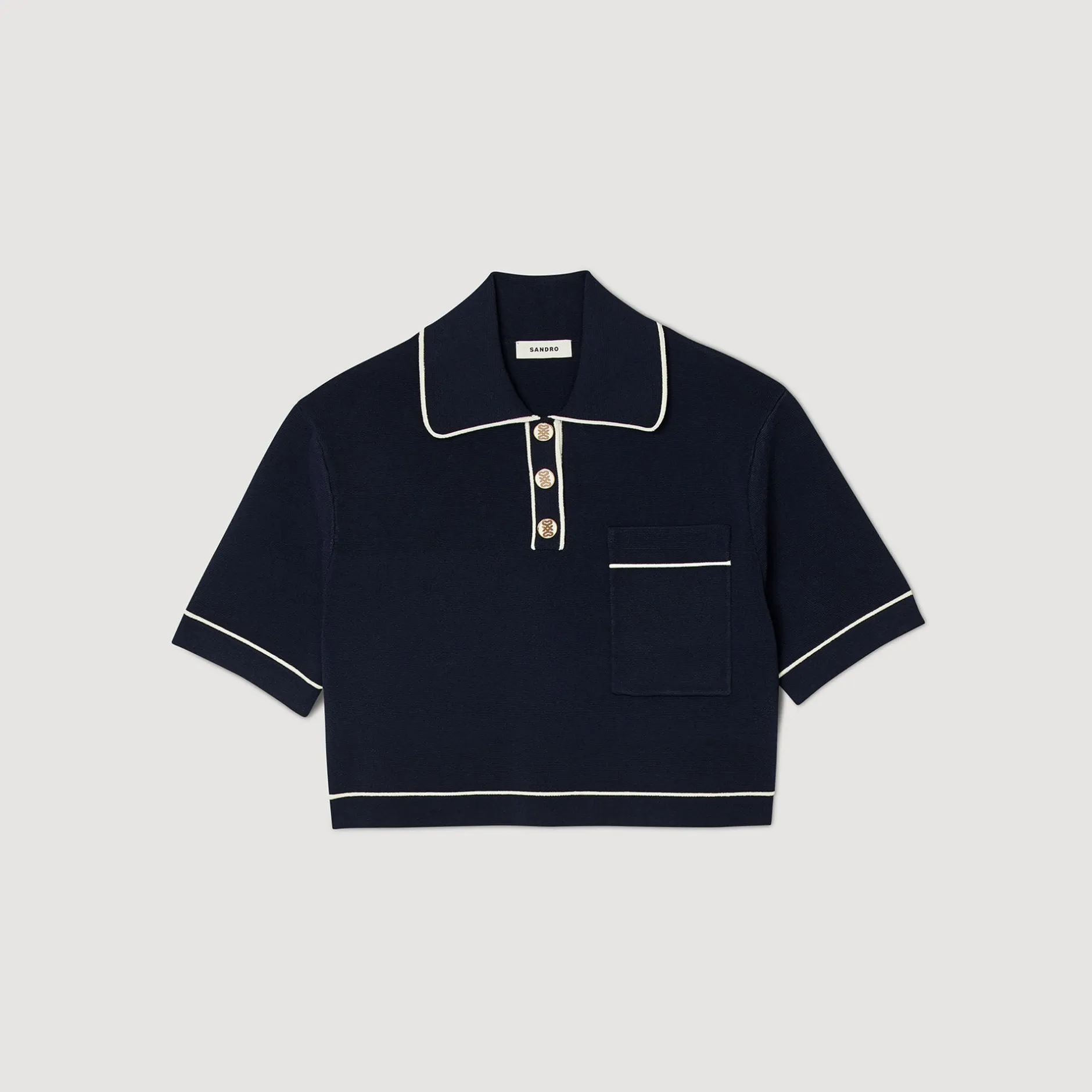 Femme SANDRO Pull Court Col Polo