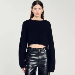 Femme SANDRO Pull Court En Cachemire Et Laine