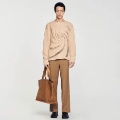 Homme SANDRO Pull En Coton Crochet Spirale