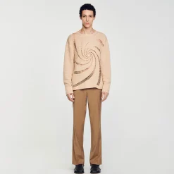 Homme SANDRO Pull En Coton Crochet Spirale
