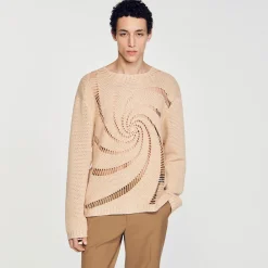 Homme SANDRO Pull En Coton Crochet Spirale