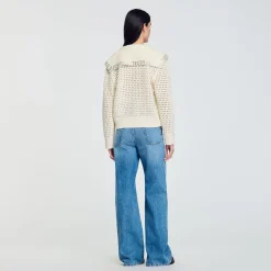 Femme SANDRO Pull En Laine à Col Vareuse