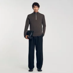 Homme SANDRO Pull En Laine à Col Zippé