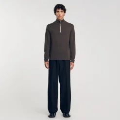 Homme SANDRO Pull En Laine à Col Zippé