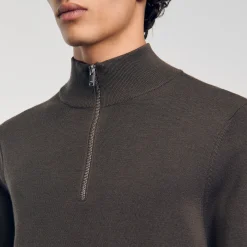 Homme SANDRO Pull En Laine à Col Zippé