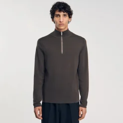 Homme SANDRO Pull En Laine à Col Zippé
