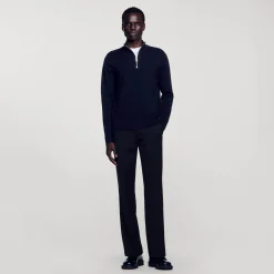 Homme SANDRO Pull En Laine à Col Zippé