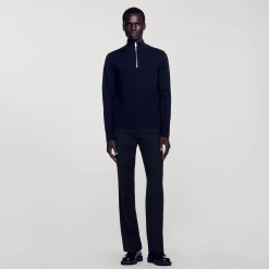 Homme SANDRO Pull En Laine à Col Zippé