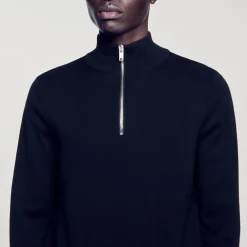 Homme SANDRO Pull En Laine à Col Zippé